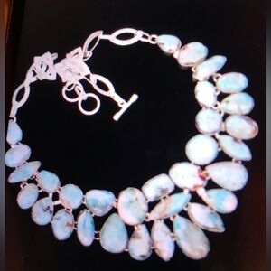 Larimar Stamped 925 Sterling Silver Necklace